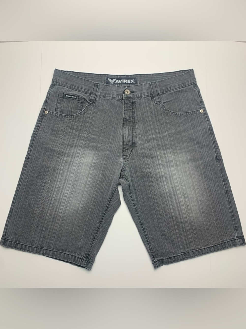 Vintage Avirex Jean Shorts Y2k Baggy Loose Hip Hop Skater Denim Jorts Size 40